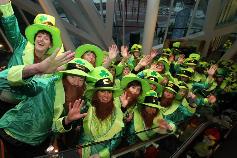 The largest gathering of people dressed as leprechauns was 262 leprechauns who gathering at Canal Theatre, Dublin as part of The Mooney Show on RTE1 and to celebrate Guinness World Records Day 2011. 
Photo credit: Maxwell Photography/ Guinness World Records